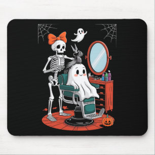 Halloween Skeleton Hairdresser Hairstylist Mouse Pad