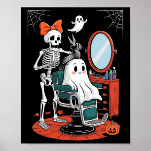 Halloween Skeleton Hairdresser Hairstylist  Poster