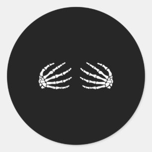 Halloween Skeleton Hands Breast Scary Bra  Classic Round Sticker