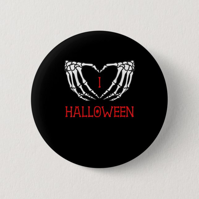 Halloween Skeleton Hands Forming Heart Gothic 6 Cm Round Badge (Front)