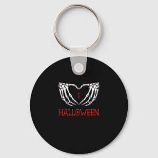 Halloween Skeleton Hands Forming Heart Gothic Key Ring