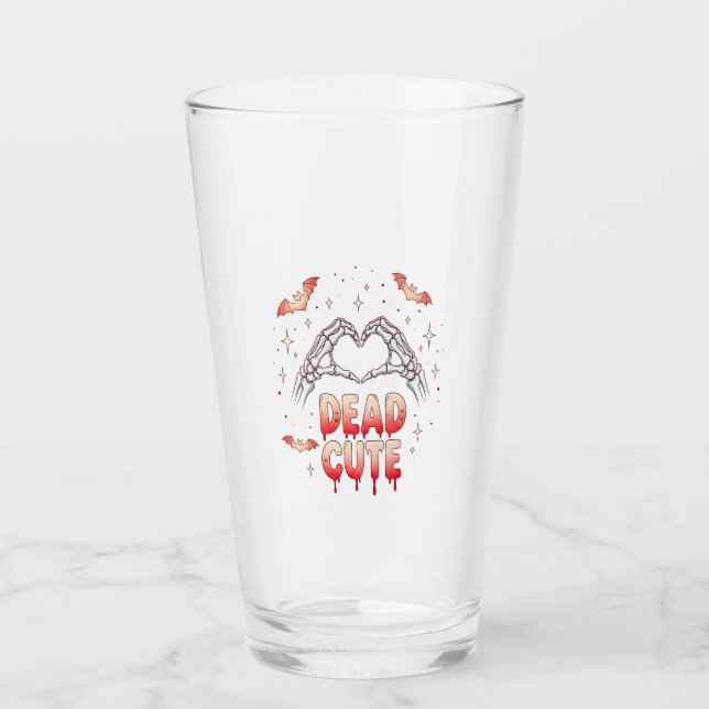 halloween Skeleton Hands Heart, Bats & Blood Glass (Front)