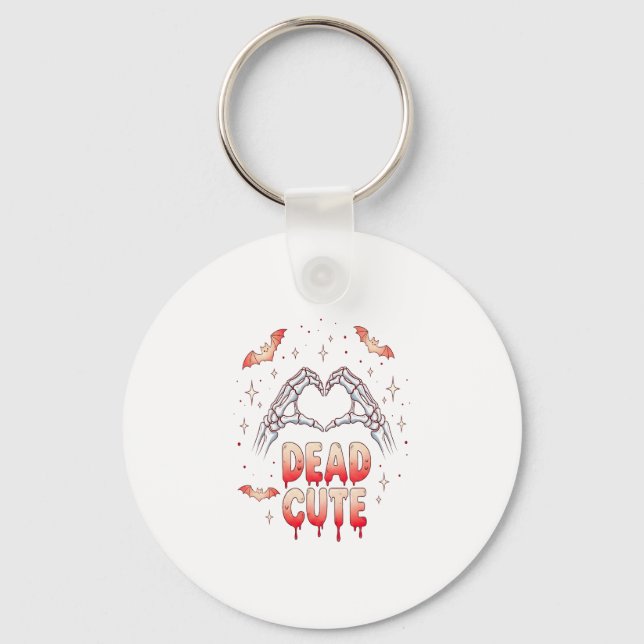halloween Skeleton Hands Heart, Bats & Blood Key Ring (Front)