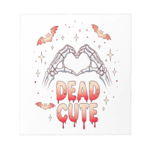 halloween Skeleton Hands Heart, Bats & Blood Notepad