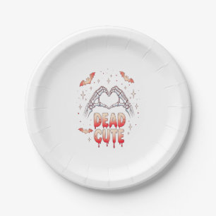 halloween Skeleton Hands Heart, Bats & Blood Paper Plate