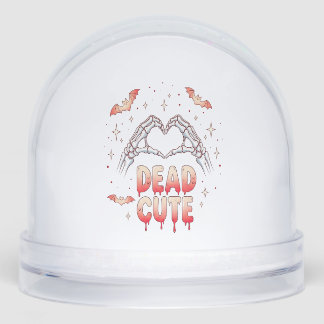 halloween Skeleton Hands Heart, Bats & Blood Snowglobe