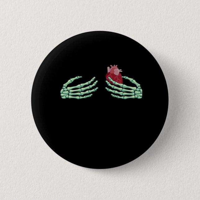 Halloween Skeleton Hands With Heart Classic 6 Cm Round Badge (Front)