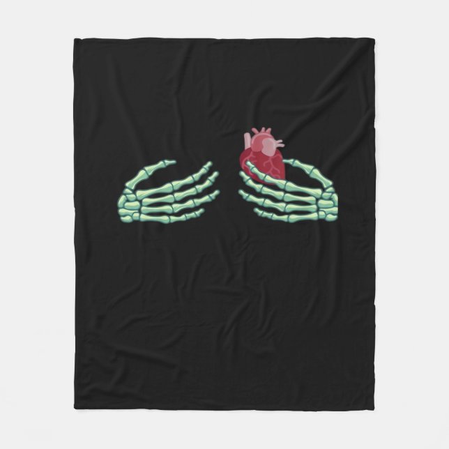 Halloween Skeleton Hands With Heart Classic Fleece Blanket (Front)