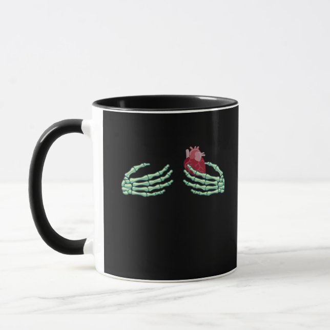 Halloween Skeleton Hands With Heart Classic Mug (Left)