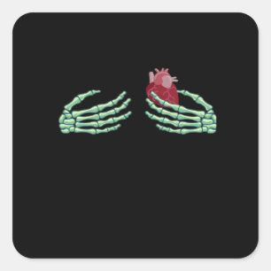 Halloween Skeleton Hands With Heart Classic Square Sticker