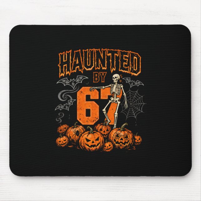 Halloween Skeleton Haunted Six Seven Number Gen Al Mouse Pad (Front)