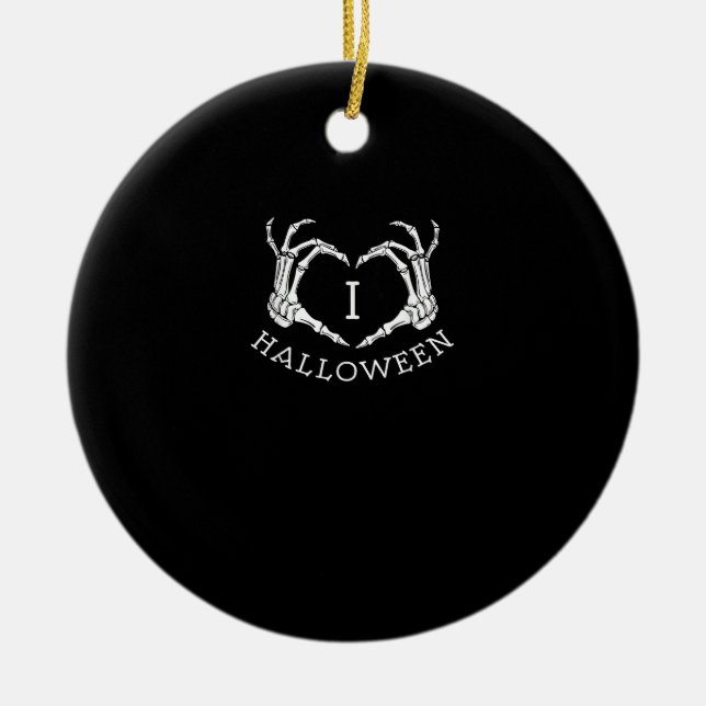 Halloween Skeleton Heart Fall Ceramic Tree Decoration (Front)