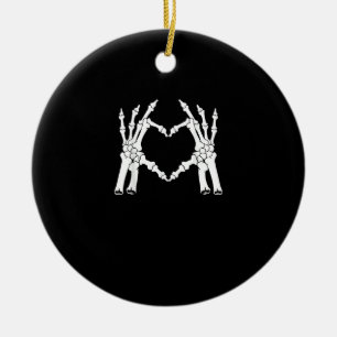 Halloween Skeleton Heart Hand Minimal Look Ceramic Tree Decoration
