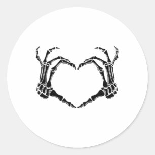 Halloween Skeleton Heart Hands  Classic Round Sticker
