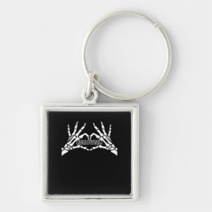 Halloween Skeleton Heart Hands Retro Style Key Ring