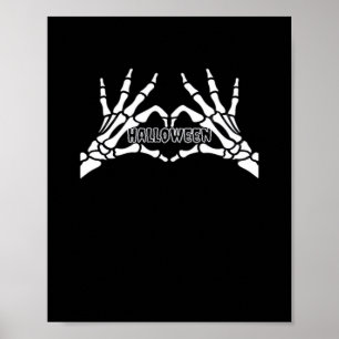 Halloween Skeleton Heart Hands Retro Style Poster
