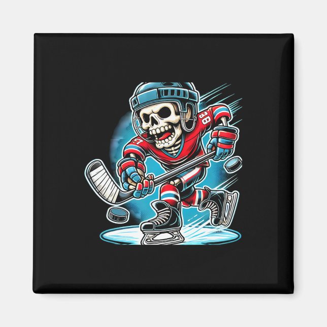 Halloween Skeleton Hockey  Magnet (Front)