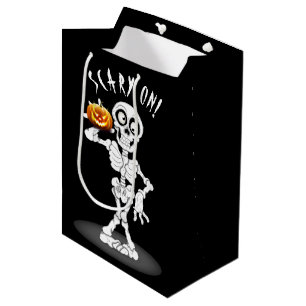 Halloween Skeleton Holding a Jack-o-lantern Medium Gift Bag