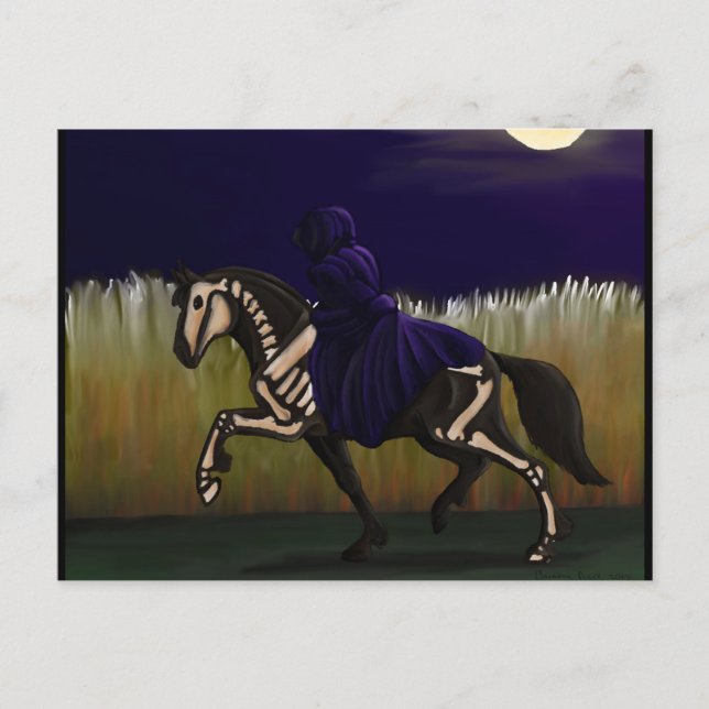 Halloween Skeleton Horse & Rider Postcard (Front)