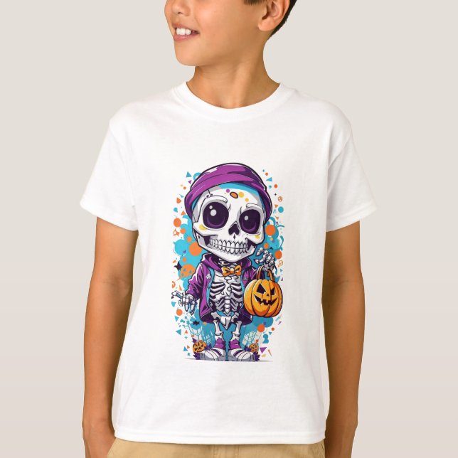 halloween skeleton illustration T-Shirt (Front)