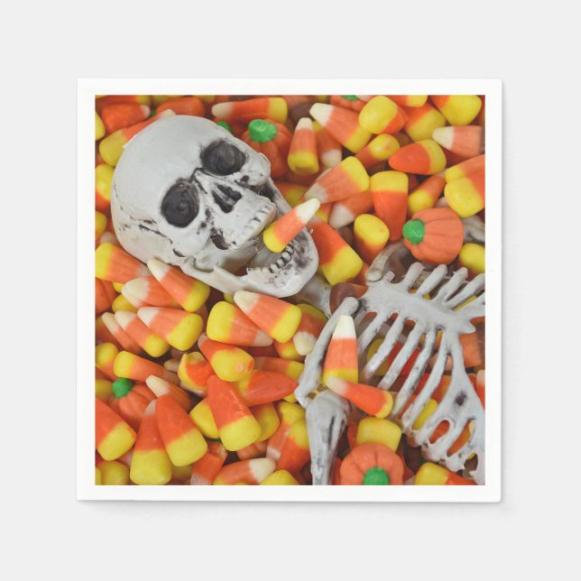 Halloween skeleton in candy corn napkin (Front)