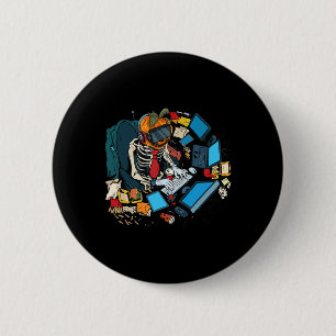 Halloween Skeleton Jack O Lantern Gamer Boys 6 Cm Round Badge