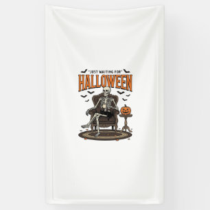 Halloween Skeleton Just Waiting Funny Vintage_1 Banner