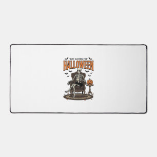 Halloween Skeleton Just Waiting Funny Vintage_1 Desk Mat
