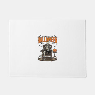 Halloween Skeleton Just Waiting Funny Vintage_1 Doormat