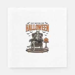 Halloween Skeleton Just Waiting Funny Vintage_1 Napkin