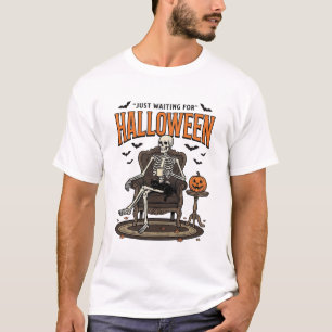 Halloween Skeleton Just Waiting Funny Vintage_1 T-Shirt