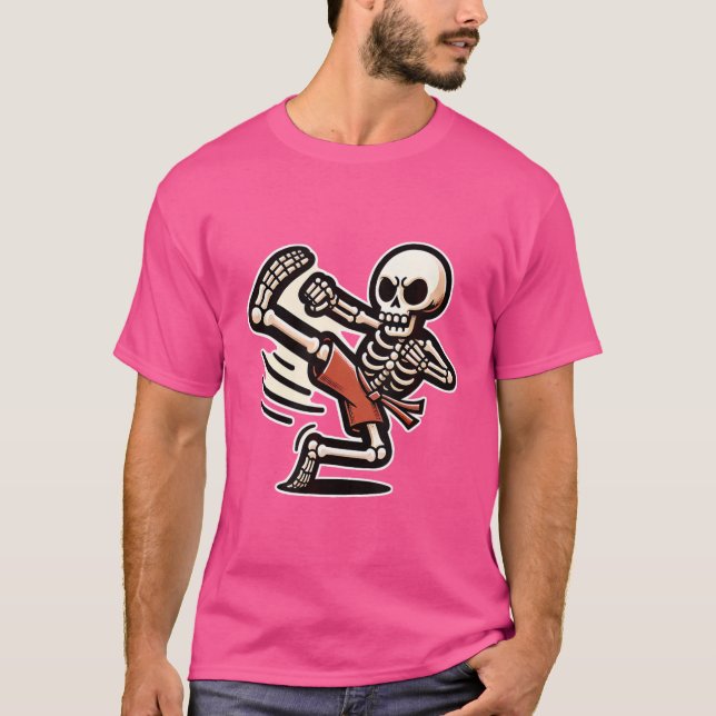 Halloween Skeleton Kung Fu T-Shirt (Front)