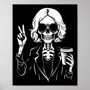 Halloween Skeleton Lazy Drinking Cup Coffee Costum Poster