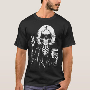 Halloween Skeleton Lazy Drinking Cup Coffee Costum T-Shirt