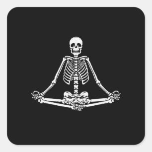 Halloween Skeleton Lotus Yoga Balance Birthday Square Sticker