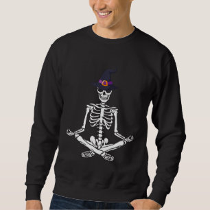 Halloween Skeleton Meditation Yoga Pose, Funny Fre Sweatshirt