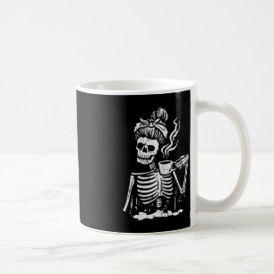Halloween Skeleton Messy Bun Coffee Funny Costume Mug