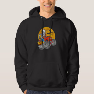 Halloween Skeleton Monster Truck Kids Boys Toddler Hoodie