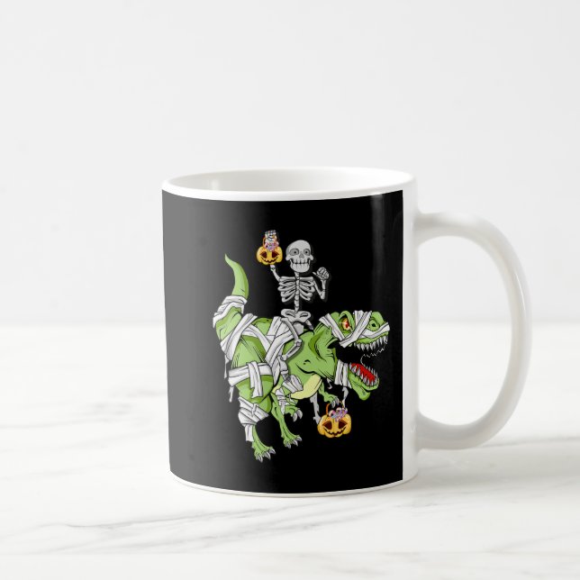 Halloween Skeleton Mummy Dinosaur T rex Fun Hallow Coffee Mug (Right)