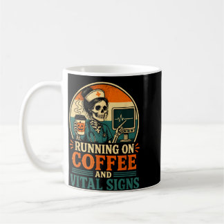 Halloween skeleton nurse retro coffee lover mug