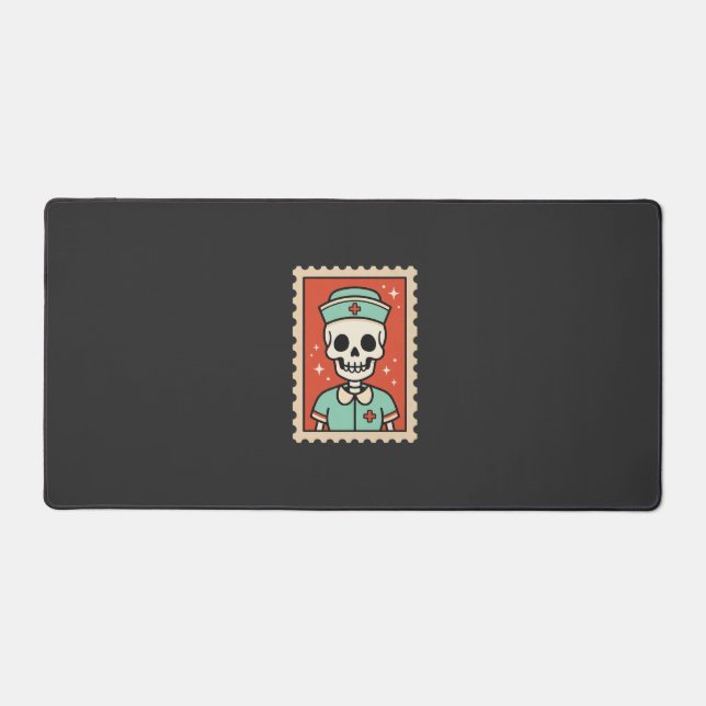 Halloween Skeleton Nurse Stamp Design_1 Desk Mat (Front)