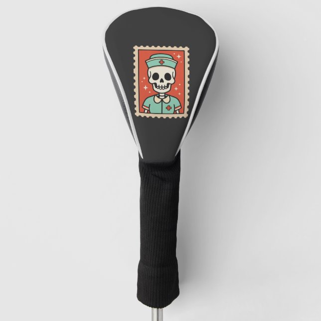 Halloween Skeleton Nurse Stamp Design_1 Golf Head Cover (Front)