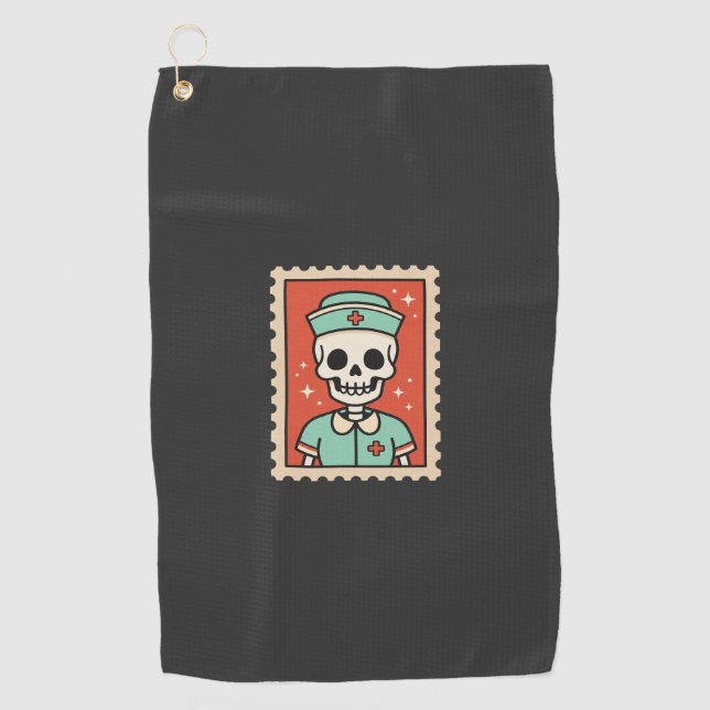 Halloween Skeleton Nurse Stamp Design_1 Golf Towel (Front)