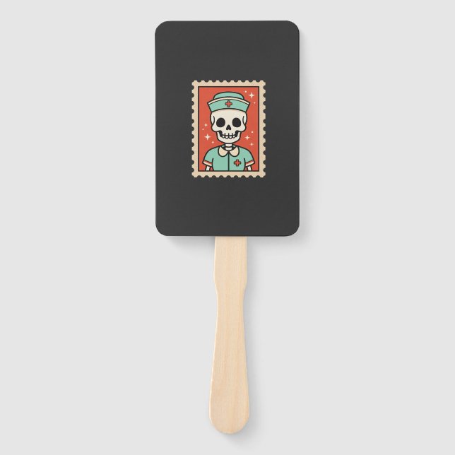 Halloween Skeleton Nurse Stamp Design_1 Hand Fan (Front)