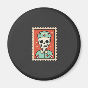 Halloween Skeleton Nurse Stamp Design_1 Magnet