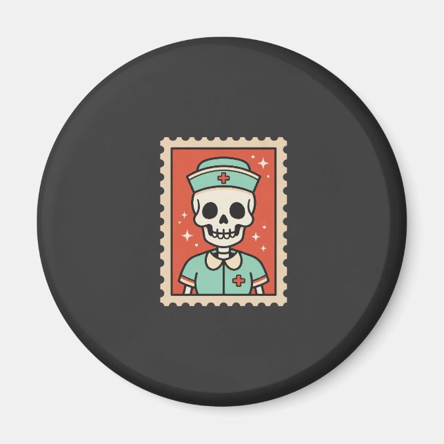 Halloween Skeleton Nurse Stamp Design_1 Magnet (Front)