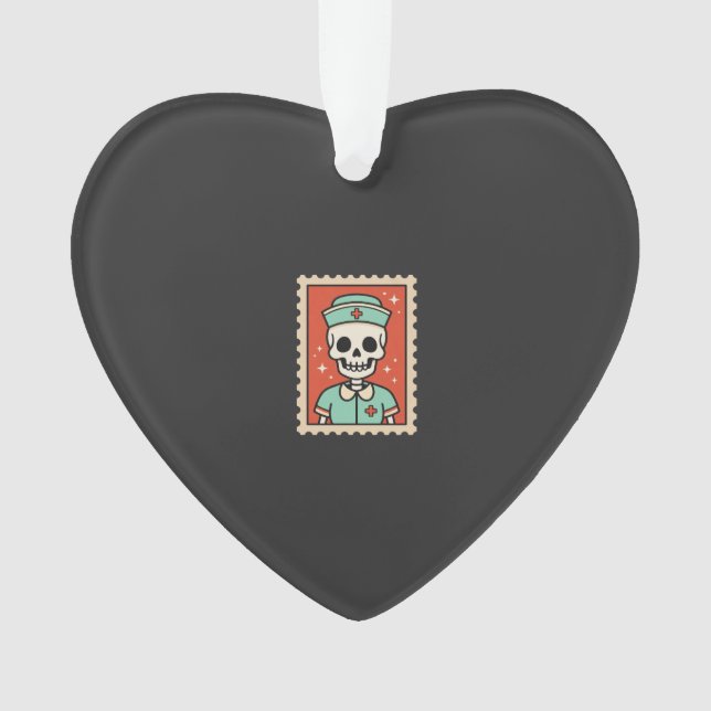 Halloween Skeleton Nurse Stamp Design_1 Ornament (Front)