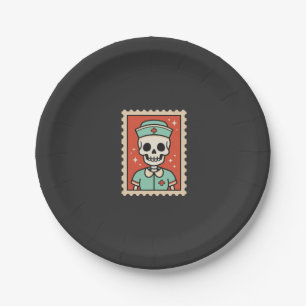Halloween Skeleton Nurse Stamp Design_1 Paper Plate