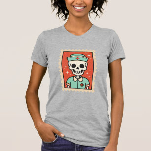 Halloween Skeleton Nurse Stamp Design_1 T-Shirt
