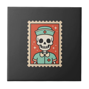 Halloween Skeleton Nurse Stamp Design_1 Tile